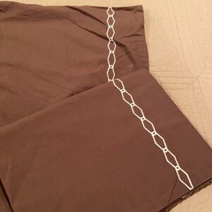 2- West ElmStandard pillow Shams Brown w/white embroidery accent